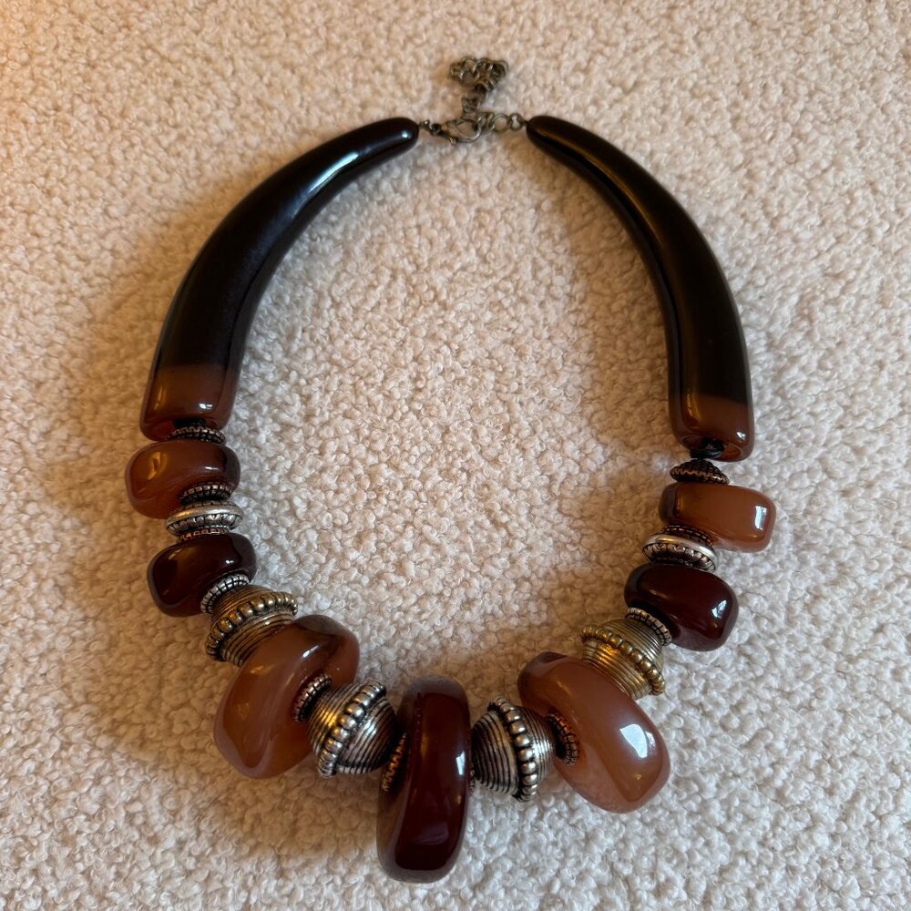 Vintage Chunky Earth Tones Lucite Necklace